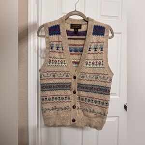 Eddie Bauer Vintage Knit Patterned Fair Isle Sweater Vest ❤️